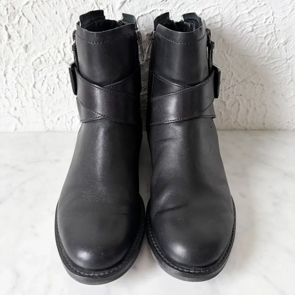 ECCO Shape 25 Sartorelle Ankle Boots Women's 6 Black Leather Side Zip Portugal